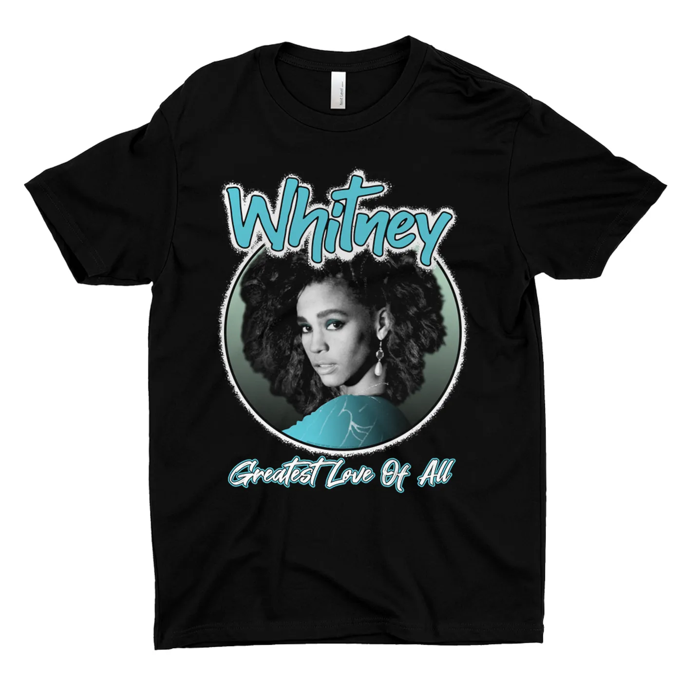 Whitney Houston T-Shirt | Turquoise Greatest Love Of All Album Design (Merchbar Exclusive) Whitney Houston Shirt