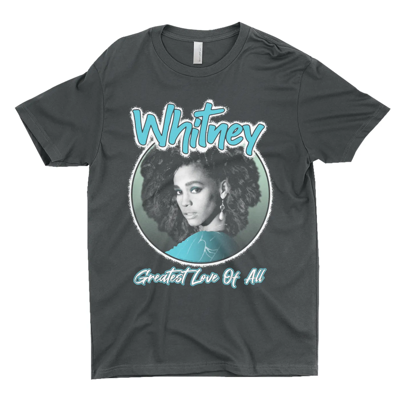 Whitney Houston T-Shirt | Turquoise Greatest Love Of All Album Design (Merchbar Exclusive) Whitney Houston Shirt
