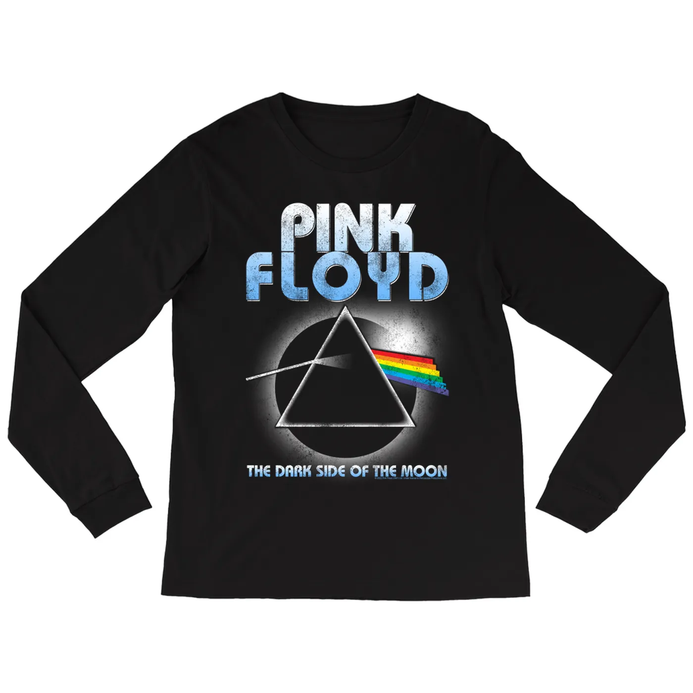 Pink Floyd Long Sleeve Shirt | Blue Retro Dark Side Of The Moon Design Distressed Pink Floyd Shirt