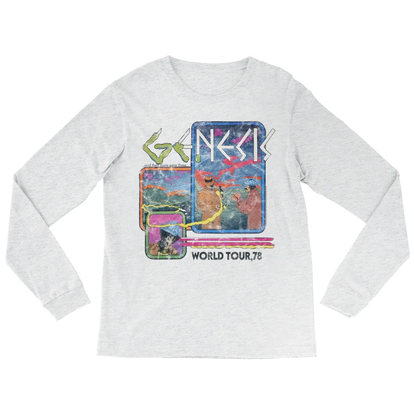 Genesis Long Sleeve Shirt | And Then There Were Three '78 World Tour Distressed Genesis Shirt