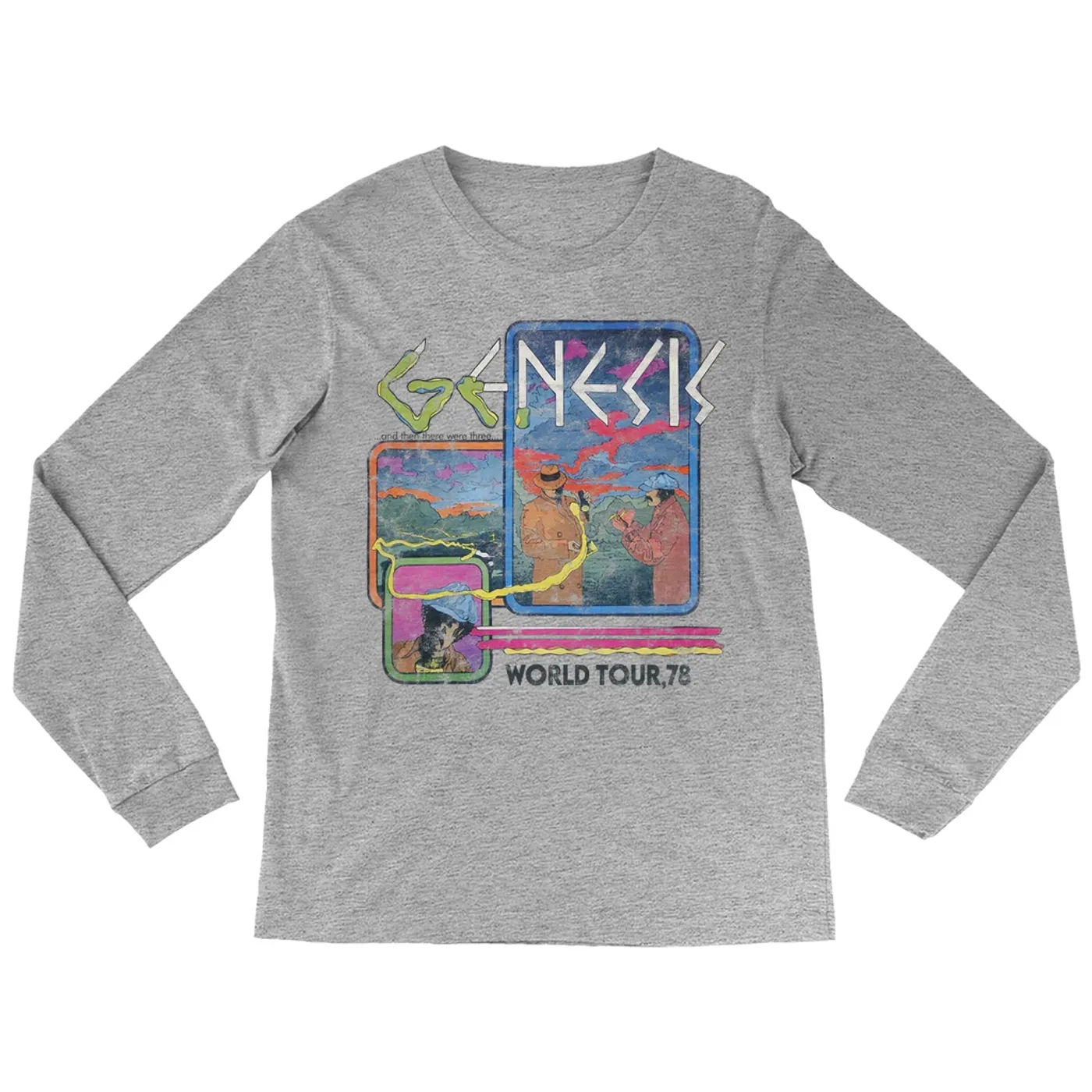 Genesis Long Sleeve Shirt | And Then There Were Three '78 World Tour Distressed Genesis Shirt