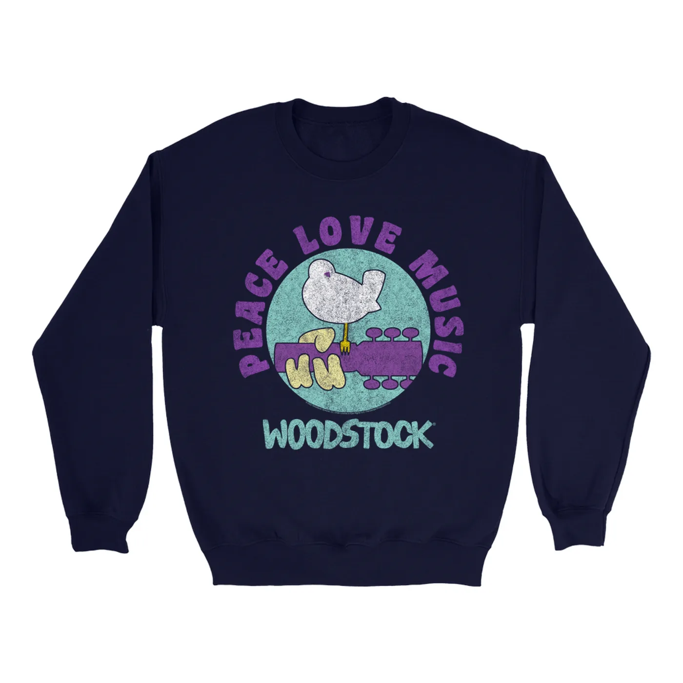 Woodstock Sweatshirt | Peace Love Music Bird And Guitar Design Woodstock Sweatshirt
