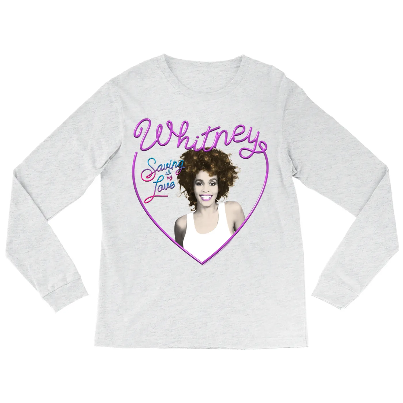 Whitney Houston Long Sleeve Shirt | Saving All My Love Heart (Merchbar Exclusive) Whitney Houston Shirt