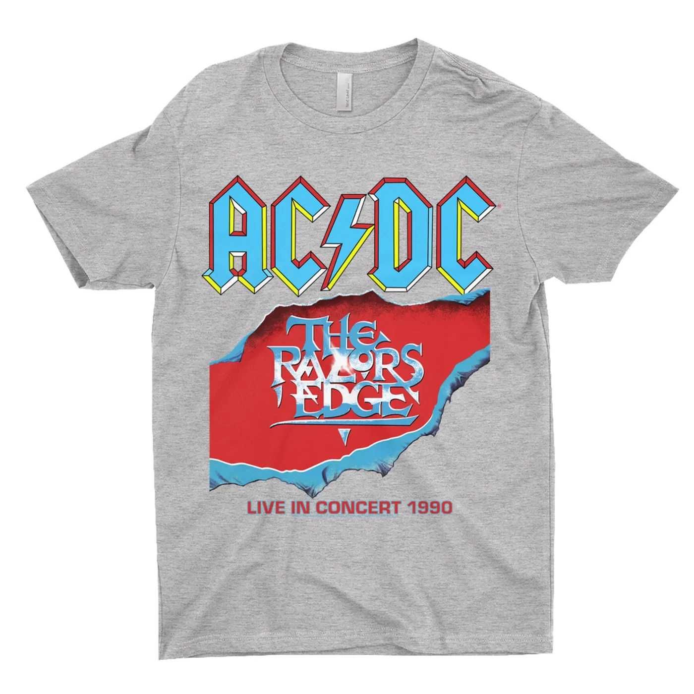 AC/DC T-Shirt | Bold Primary Color Razors Edge Cover Design ACDC Shirt