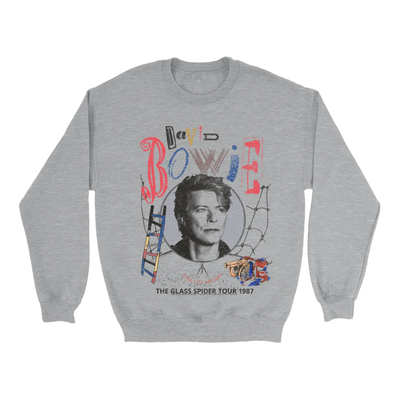 David Bowie Sweatshirt | Never Let Me Down The Glass Spider Tour 1987 Distressed David Bowie Sweatshirt