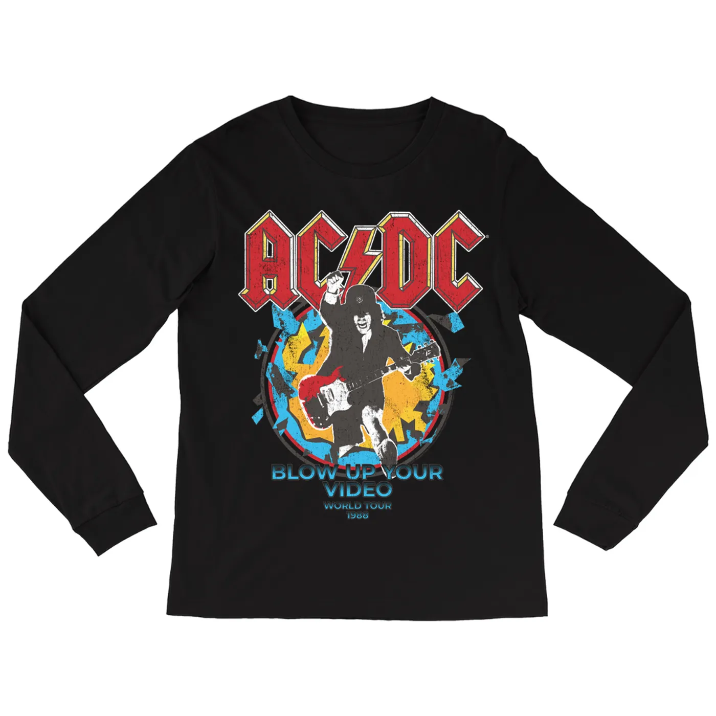 AC/DC Long Sleeve Shirt | Blow Up Your Video World Tour 1988 Distressed (Merchbar Exclusive) ACDC Shirt
