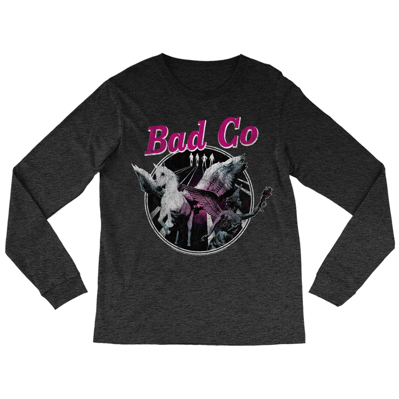 Bad Company Long Sleeve Shirt | In Space Pegasus Angel Distressed Bad Company Shirt