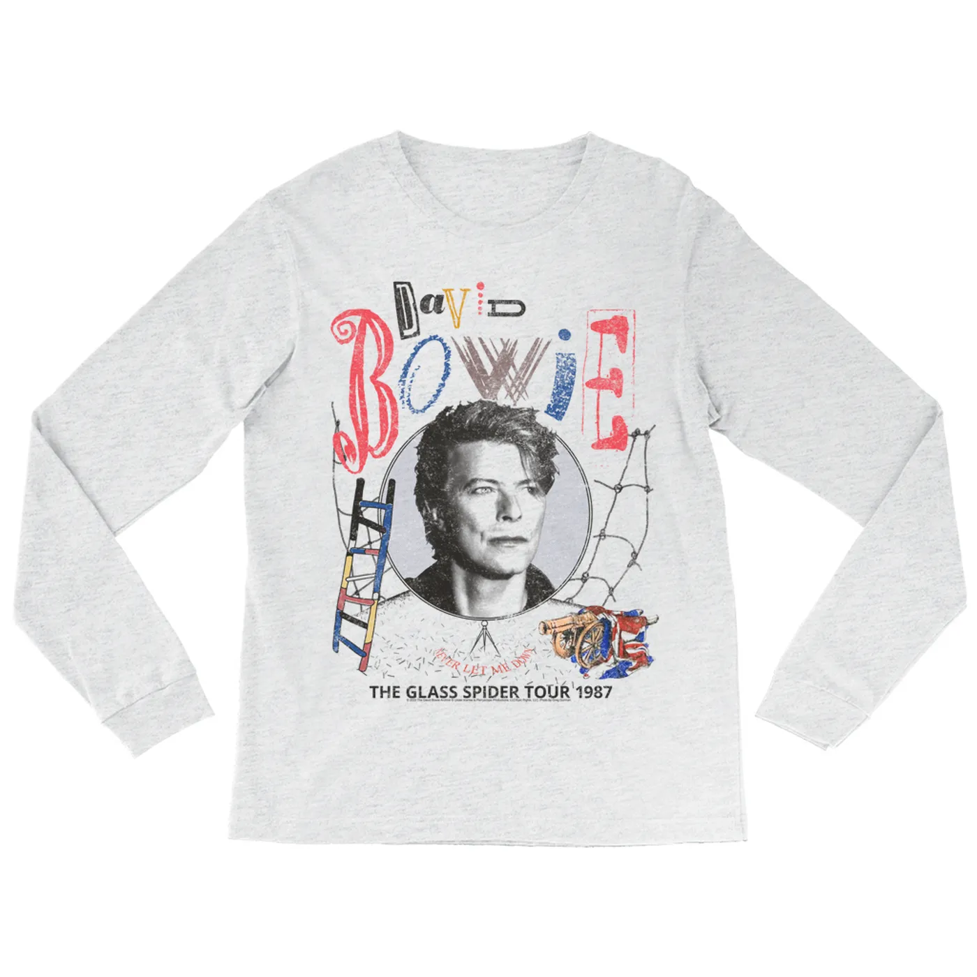 David Bowie Long Sleeve Shirt | Never Let Me Down The Glass Spider Tour 1987 Distressed David Bowie Shirt