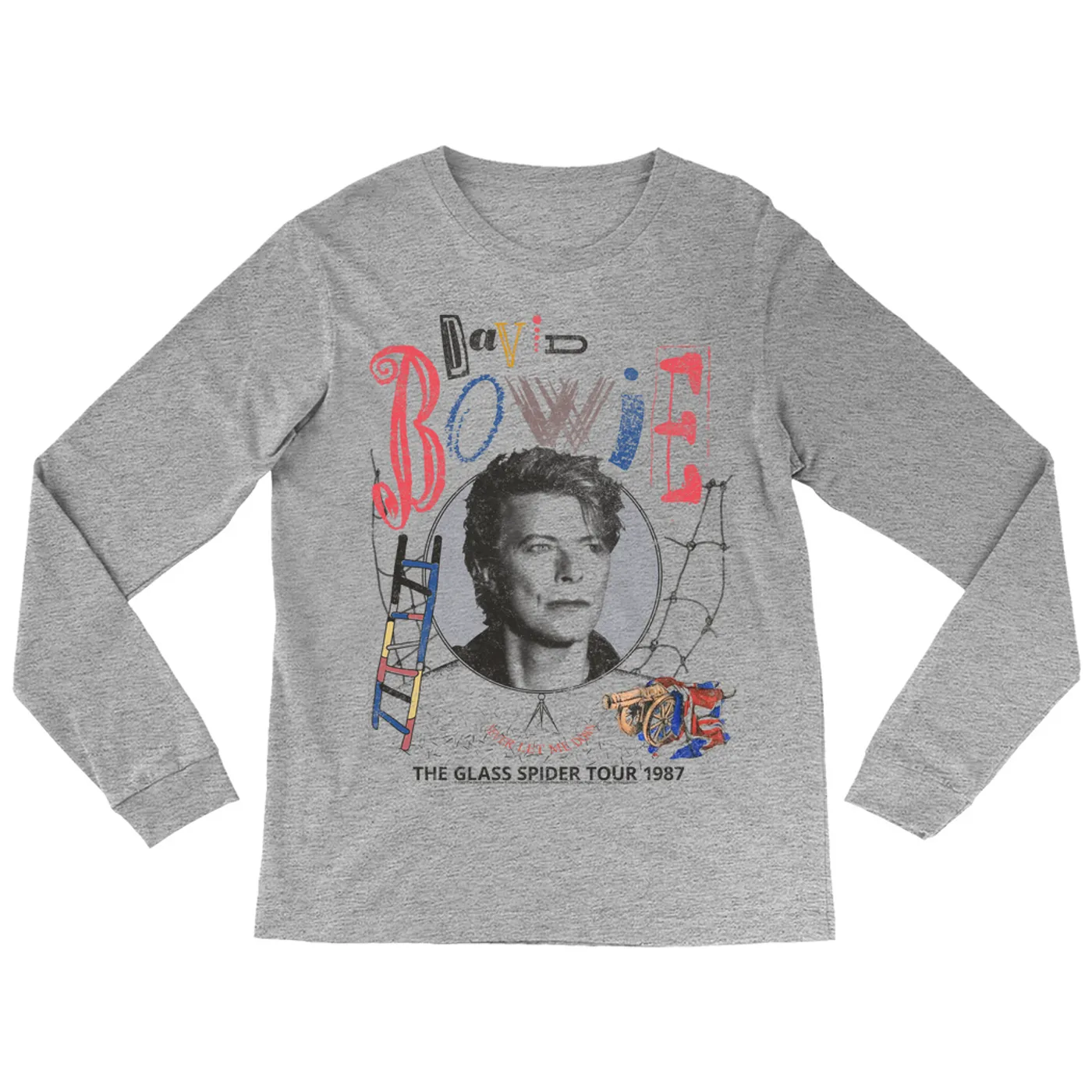 David Bowie Long Sleeve Shirt | Never Let Me Down The Glass Spider Tour 1987 Distressed David Bowie Shirt