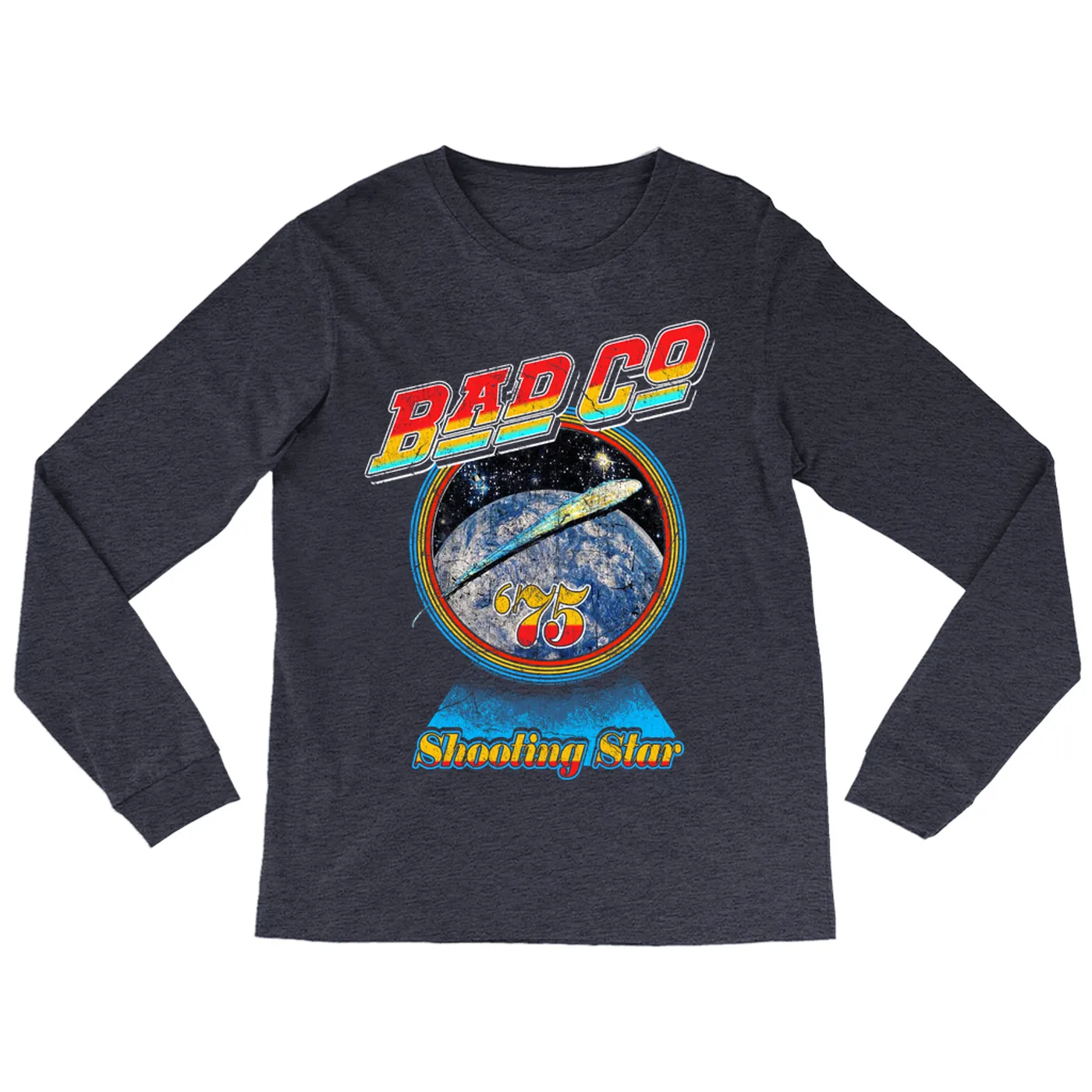 Bad Company Long Sleeve Shirt | 75 Shooting Star Orbit Distressed Bad Company Shirt