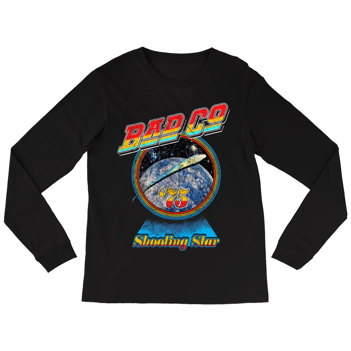 Bad Company Long Sleeve Shirt | 75 Shooting Star Orbit Distressed Bad Company Shirt