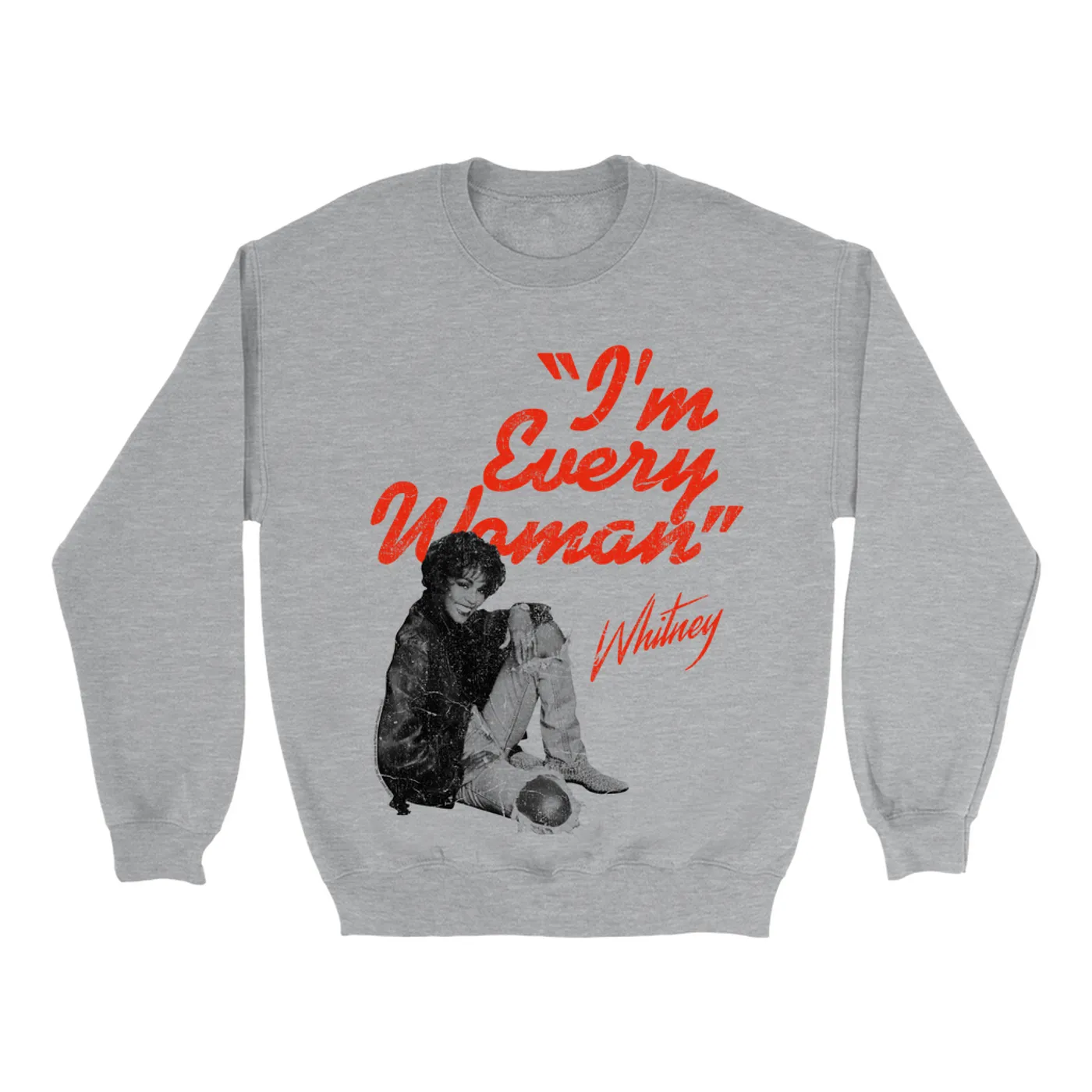 Whitney Houston Sweatshirt | I'm Every Woman Distressed (Merchbar Exclusive) Whitney Houston Sweatshirt
