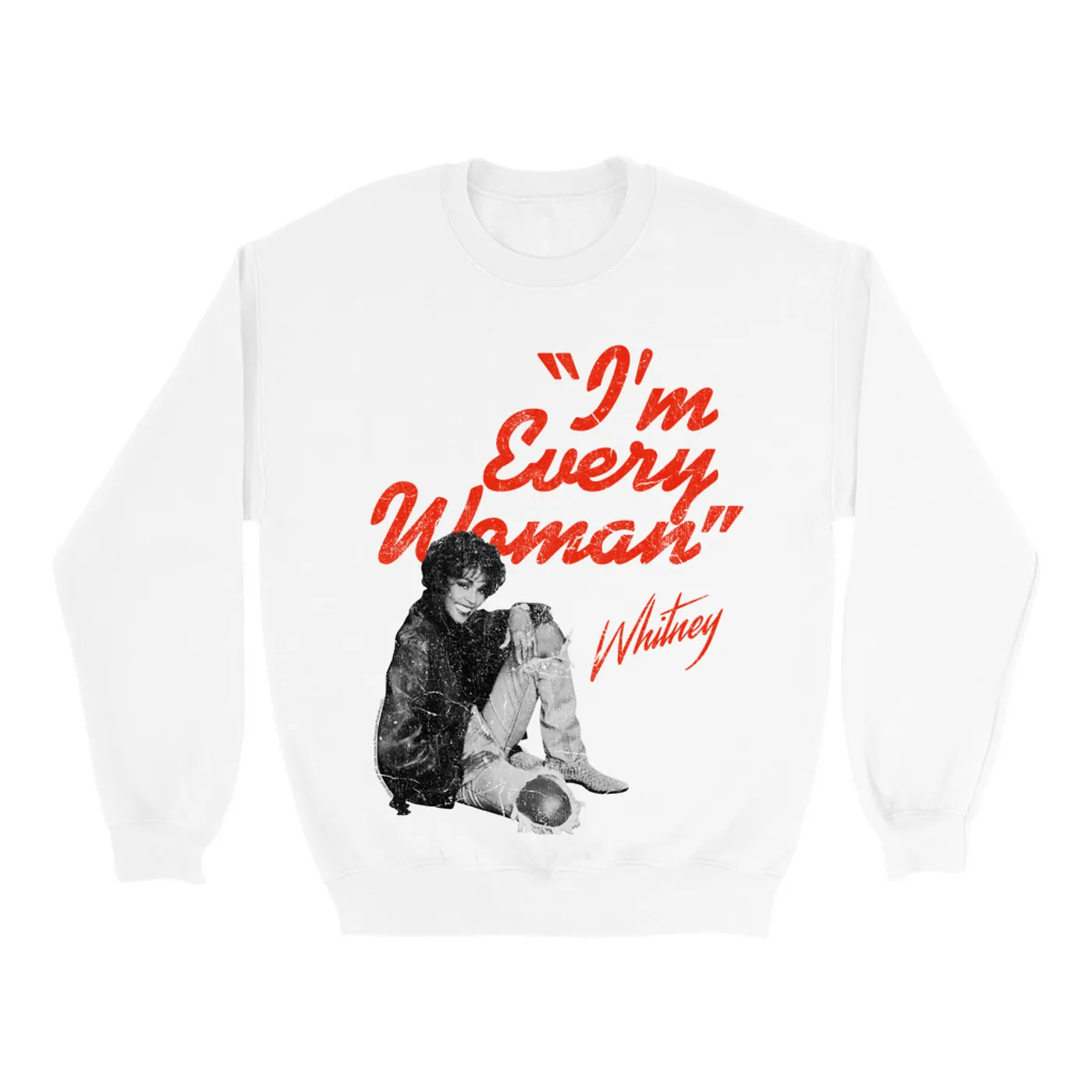 Whitney Houston Sweatshirt | I'm Every Woman Distressed (Merchbar Exclusive) Whitney Houston Sweatshirt