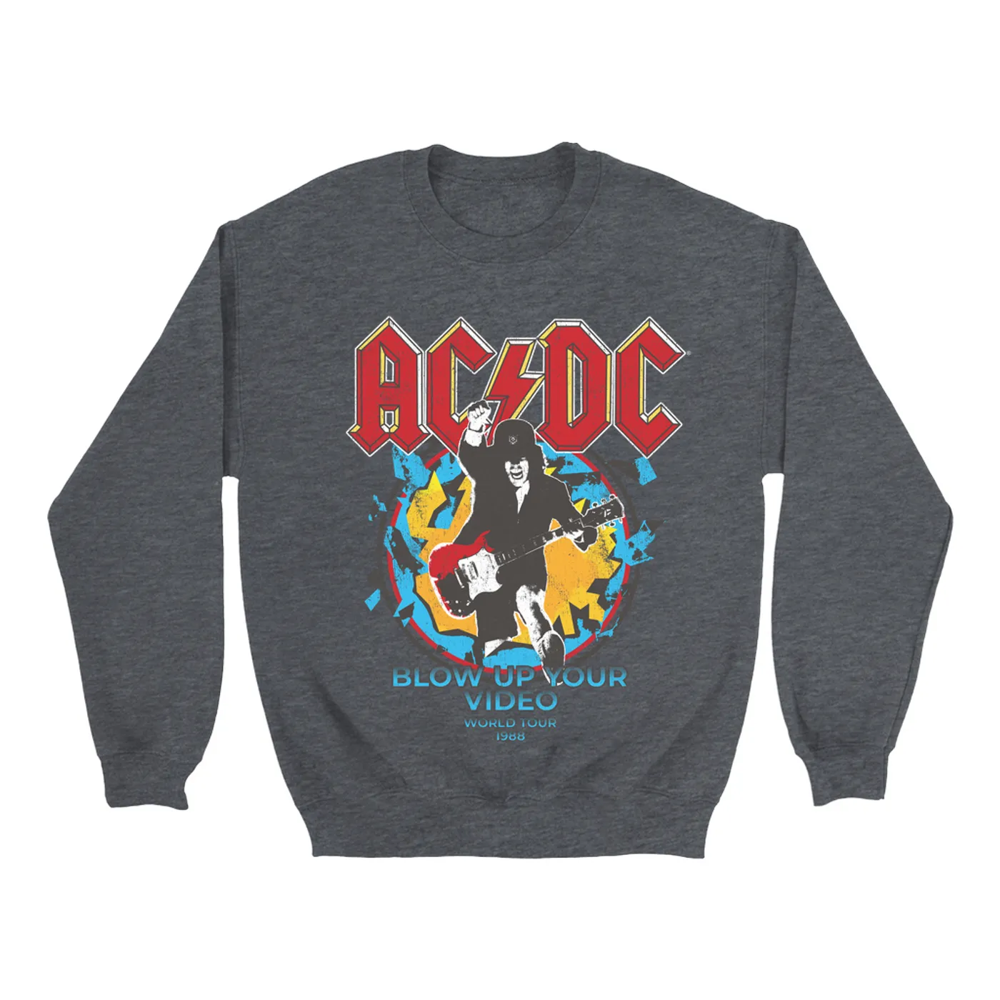AC/DC Sweatshirt | Blow Up Your Video World Tour 1988 Distressed (Merchbar Exclusive) ACDC Sweatshirt