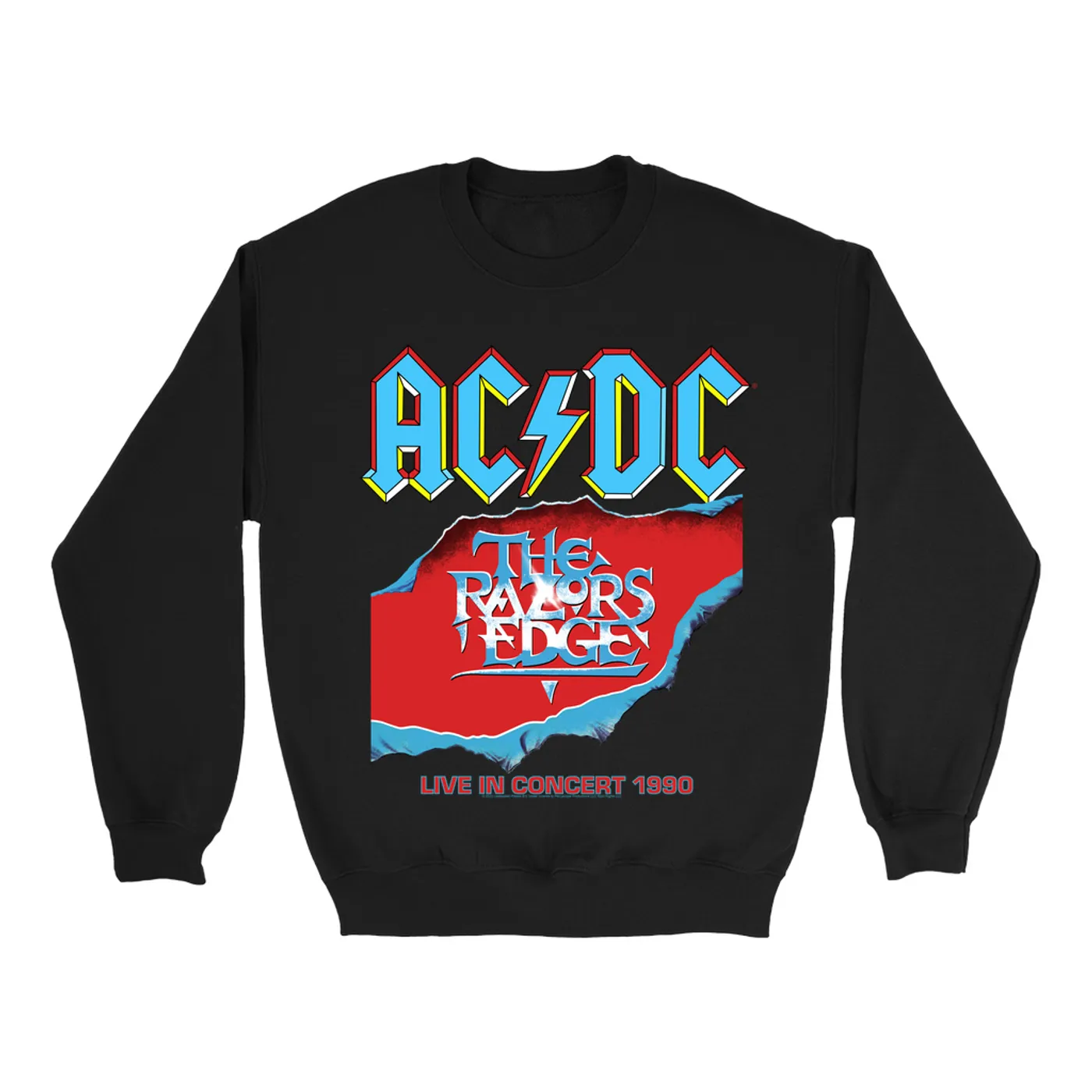 AC/DC Sweatshirt | Bold Primary Color Razors Edge Cover Design ACDC Sweatshirt