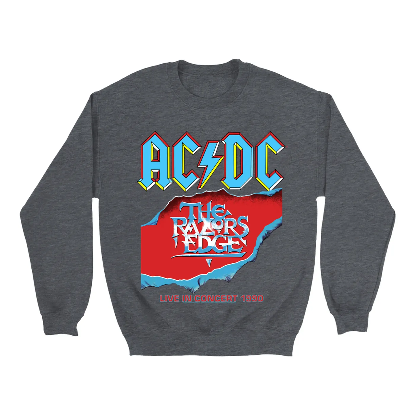 AC/DC Sweatshirt | Bold Primary Color Razors Edge Cover Design ACDC Sweatshirt
