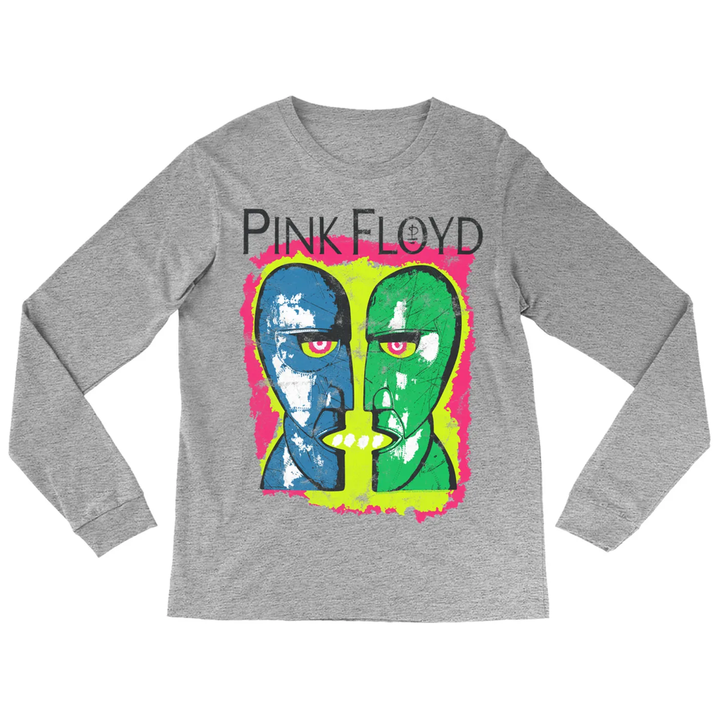 Pink Floyd Long Sleeve Shirt | Neon Sketched Metal Heads Distressed (Merchbar Exclusive) Pink Floyd Shirt