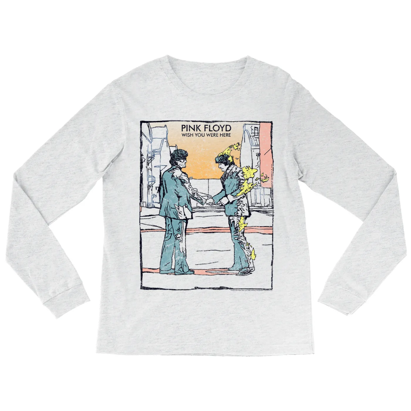 Pink Floyd Long Sleeve Shirt | Watercolor Wish You Were Here Pink Floyd Shirt