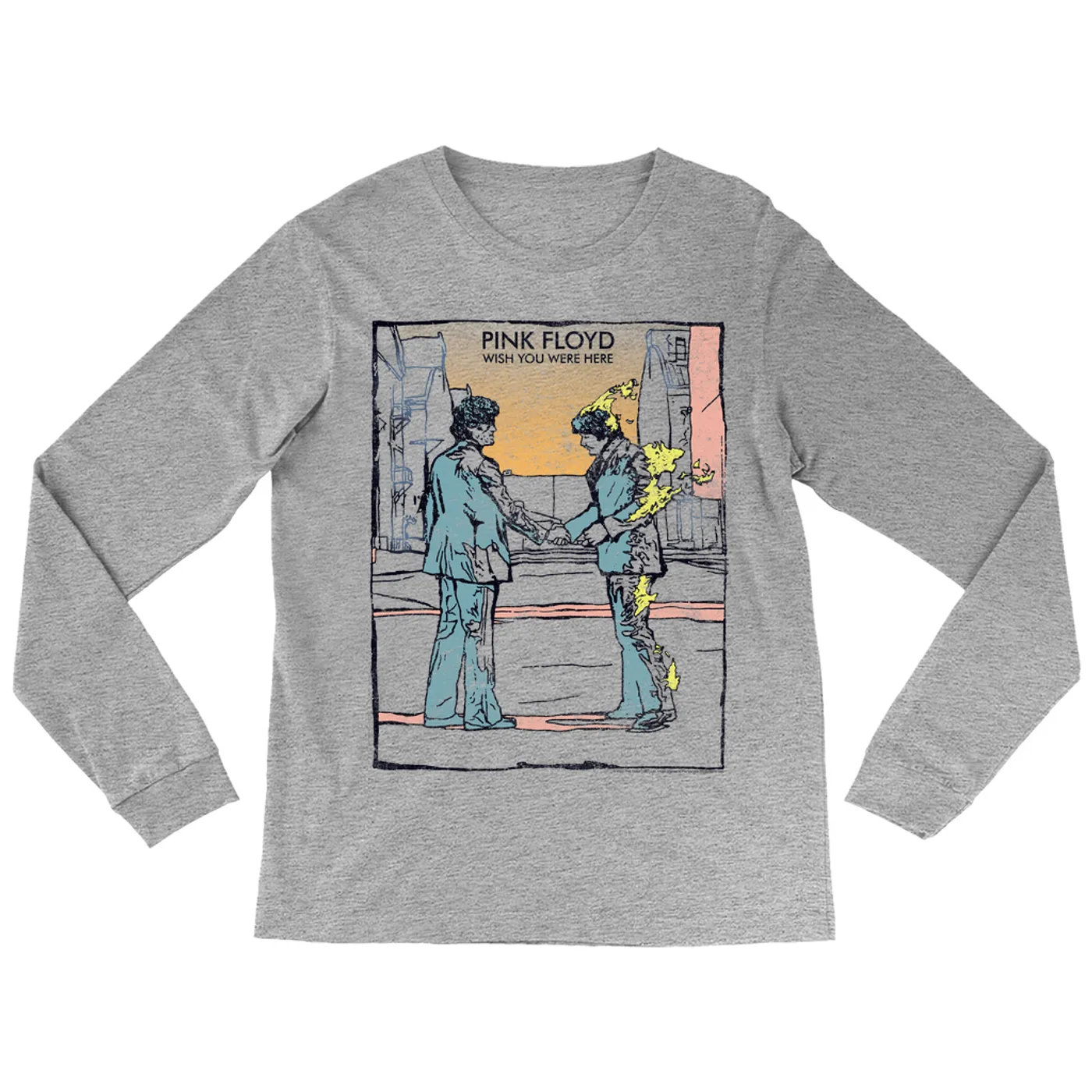 Pink Floyd Long Sleeve Shirt | Watercolor Wish You Were Here Pink Floyd Shirt