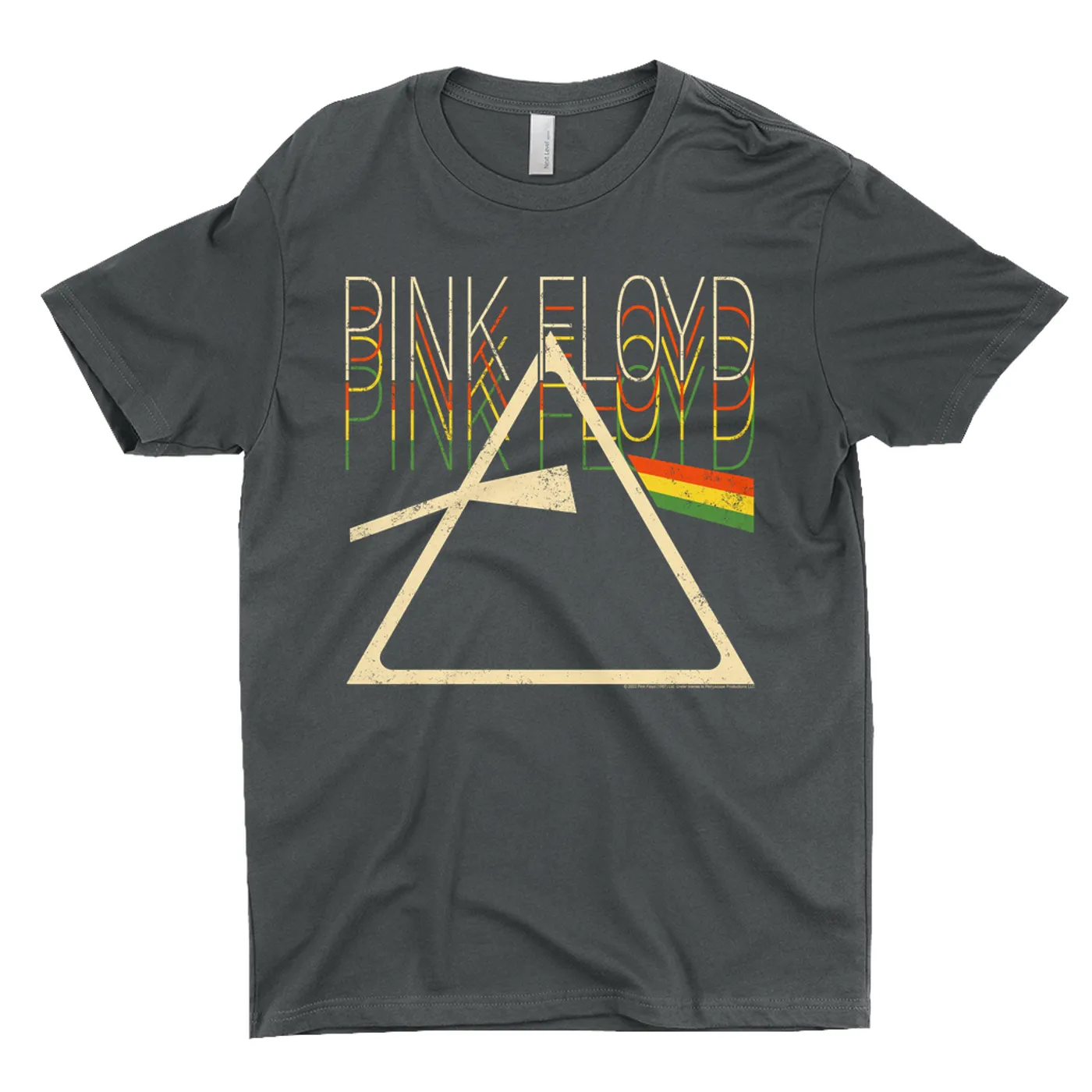Pink Floyd T-Shirt | Retro Multi-Color Dark Side Of The Moon Prism Distressed (Merchbar Exclusive) Pink Floyd Shirt
