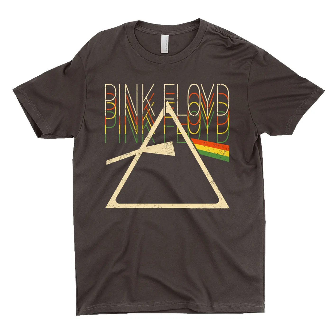 Pink Floyd T-Shirt | Retro Multi-Color Dark Side Of The Moon Prism Distressed (Merchbar Exclusive) Pink Floyd Shirt