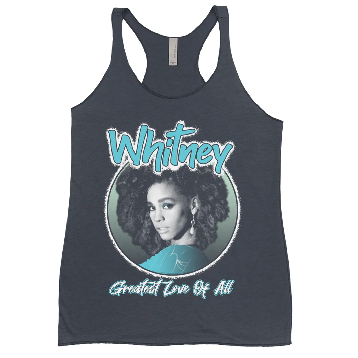 Whitney Houston Ladies' Tank Top | Turquoise Greatest Love Of All Album Design (Merchbar Exclusive) Whitney Houston Shirt