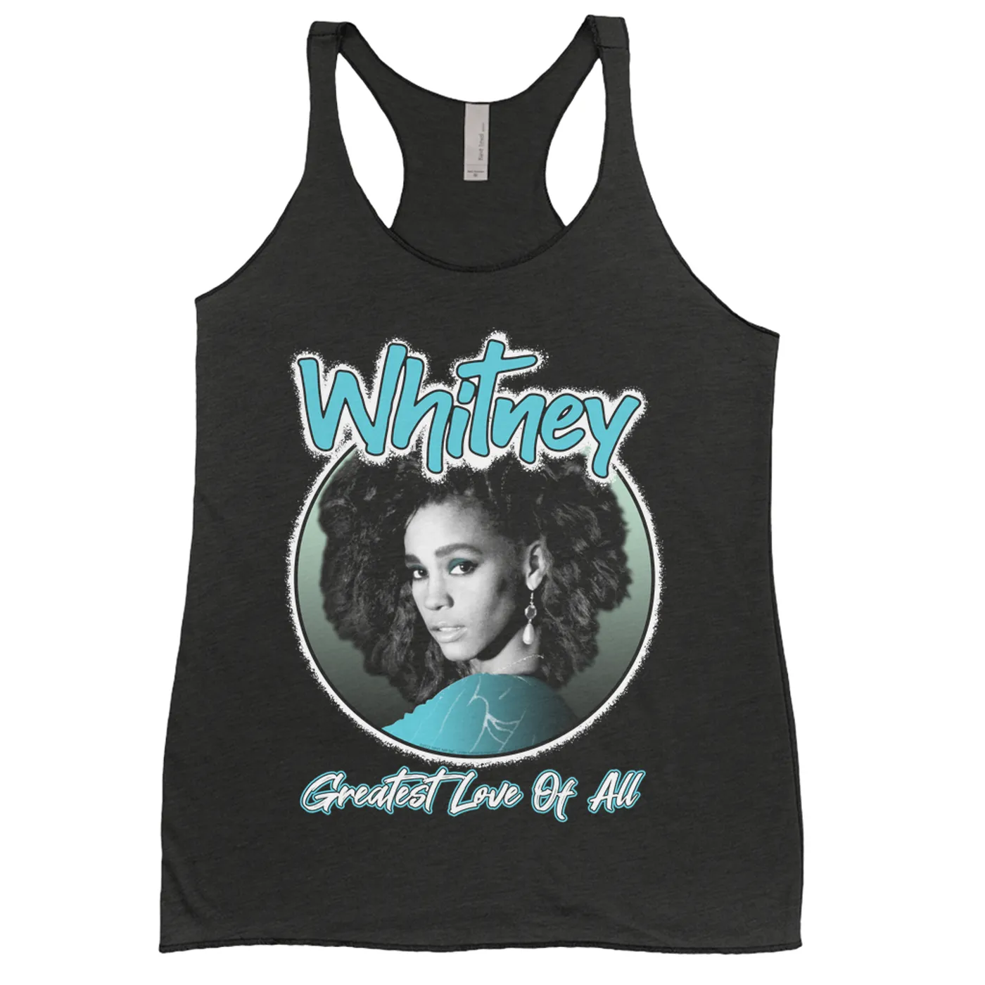 Whitney Houston Ladies' Tank Top | Turquoise Greatest Love Of All Album Design (Merchbar Exclusive) Whitney Houston Shirt