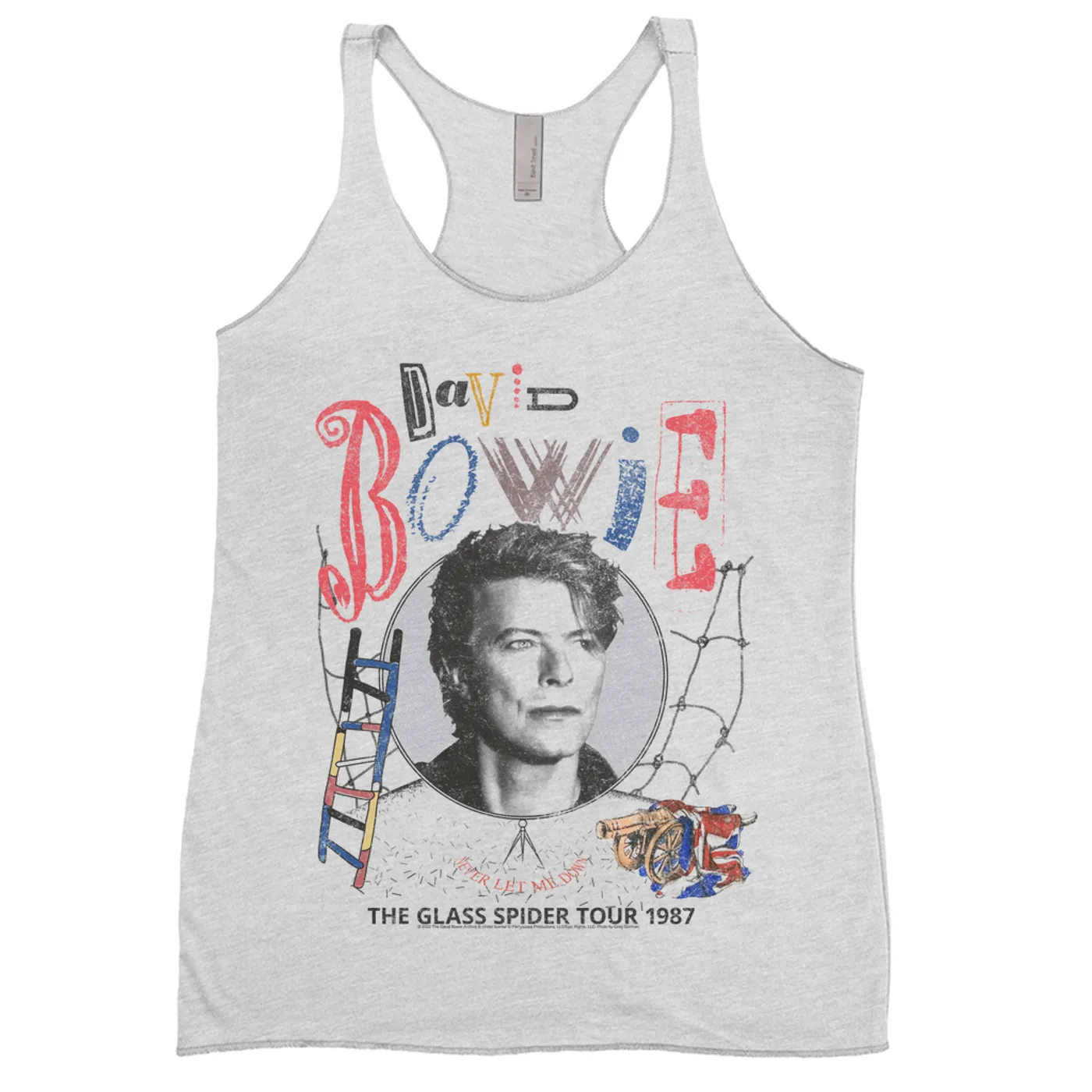 David Bowie Ladies' Tank Top | Never Let Me Down The Glass Spider Tour 1987 Distressed David Bowie Shirt