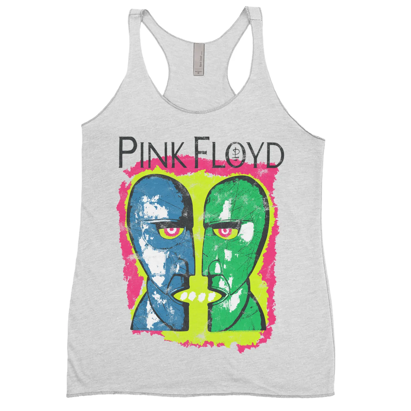 Pink Floyd Ladies' Tank Top | Neon Sketched Metal Heads Distressed (Merchbar Exclusive) Pink Floyd Shirt