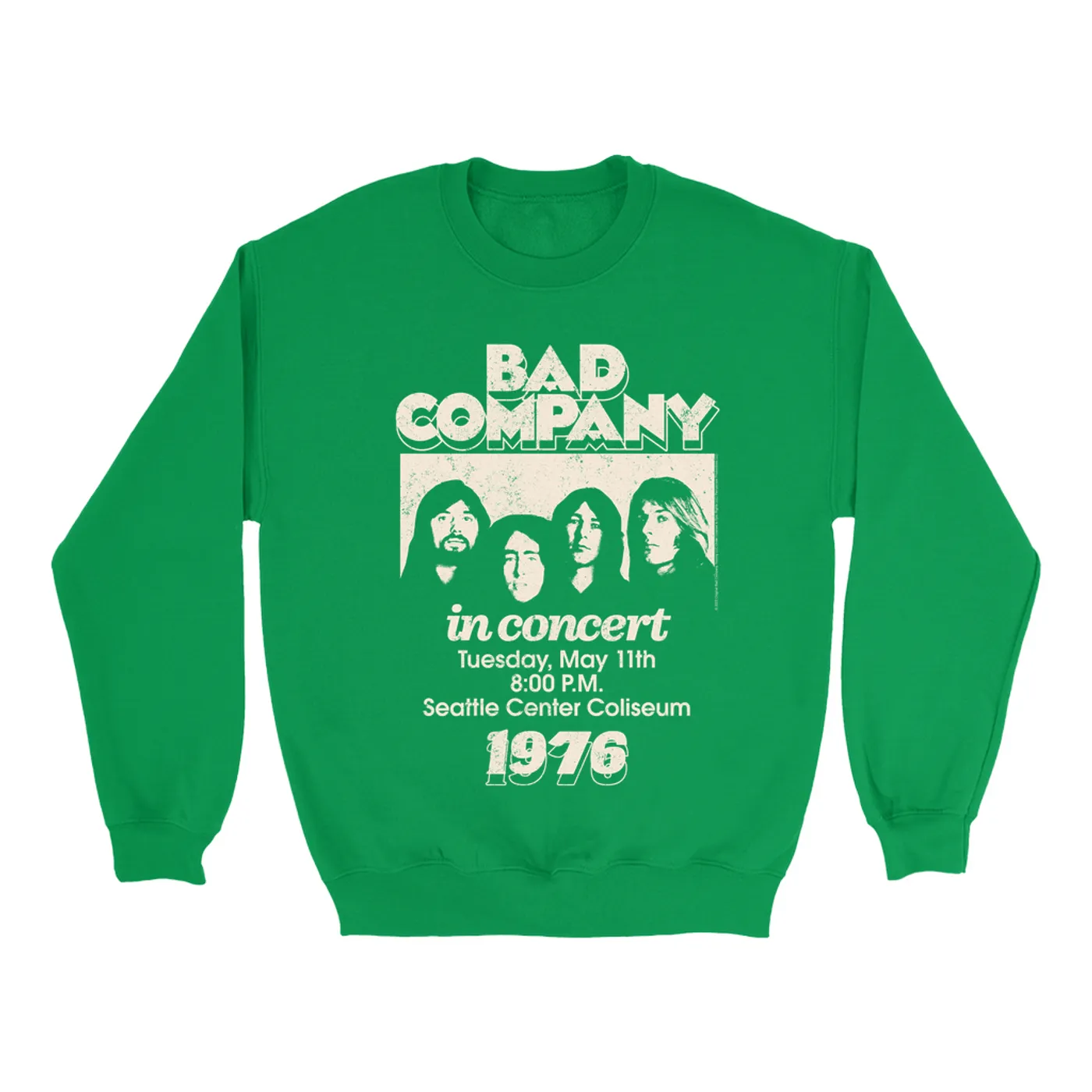 Bad Company Bright Colored Sweatshirt | Live In Concert Seattle Center 1976 Bad Company Sweatshirt
