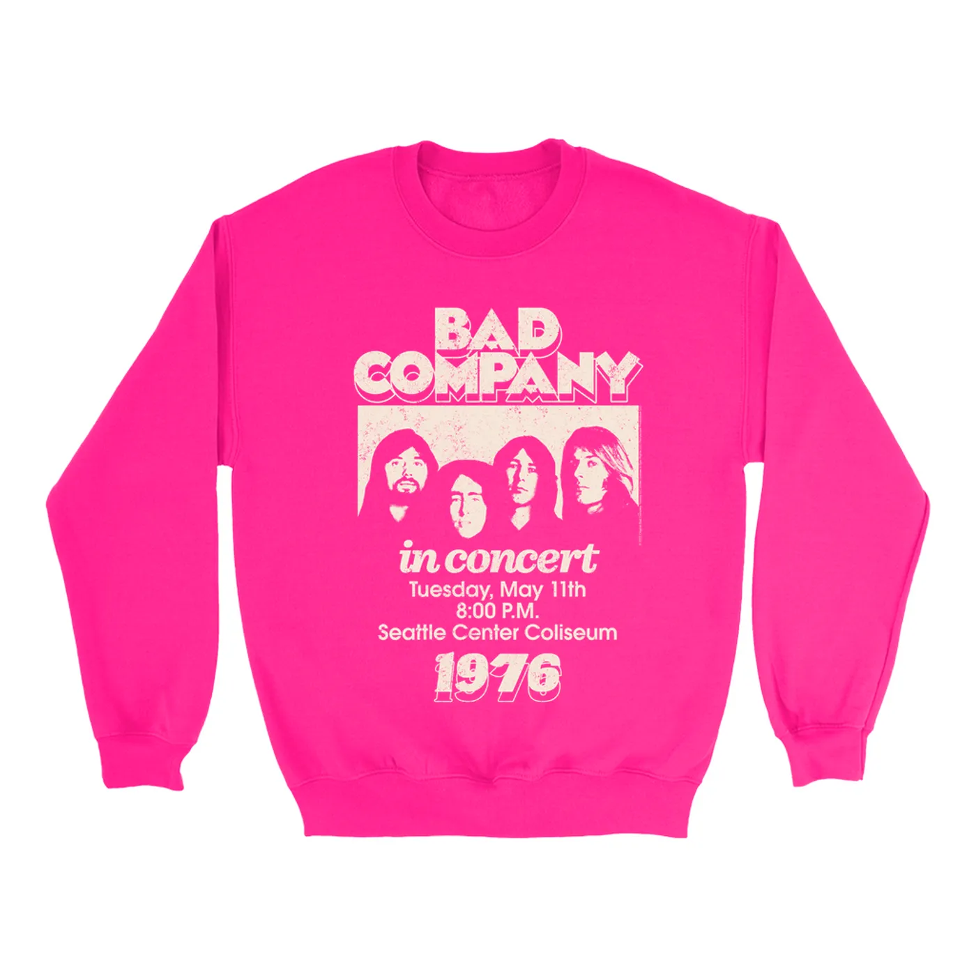 Bad Company Bright Colored Sweatshirt | Live In Concert Seattle Center 1976 Bad Company Sweatshirt