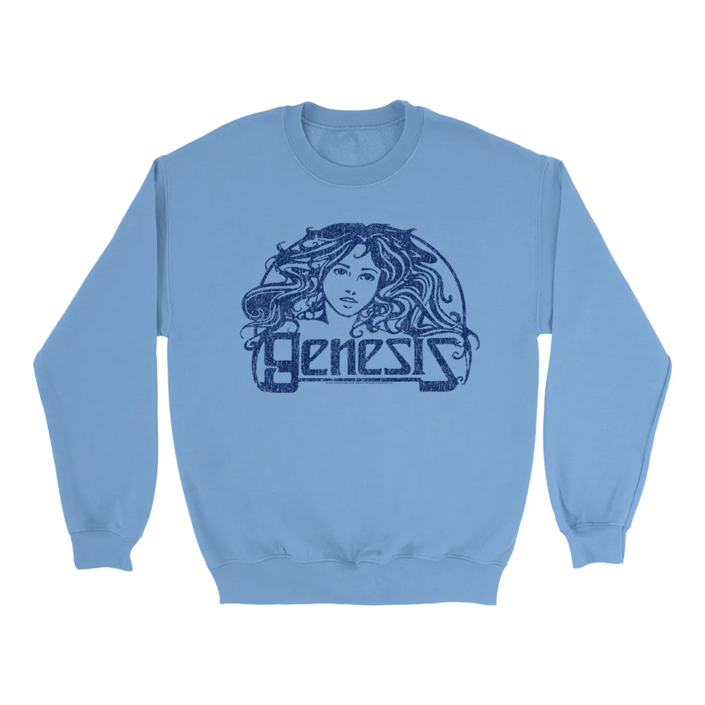 Genesis Bright Colored Sweatshirt | Navy Vintage Art Nouveau Logo Distressed (Merchbar Exclusive) Genesis Sweatshirt