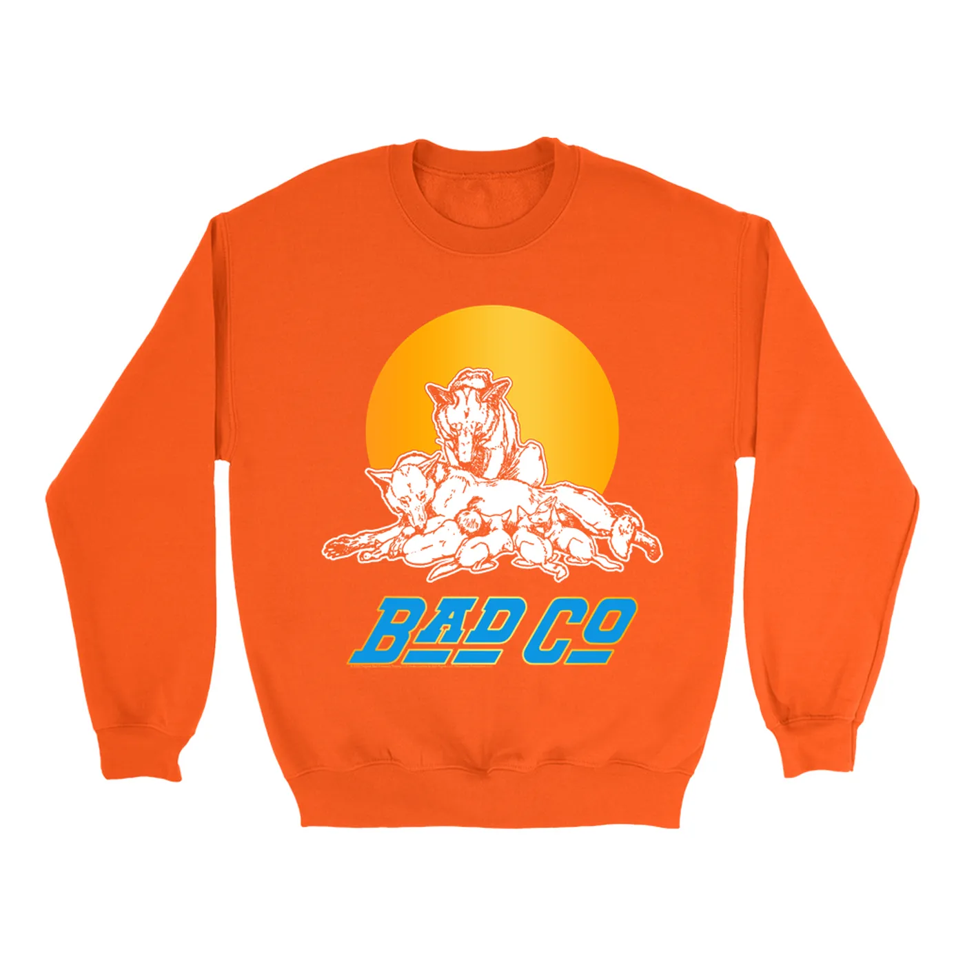 Bad Company Bright Colored Sweatshirt | Run With The Pack Retro Sun Bad Company Sweatshirt