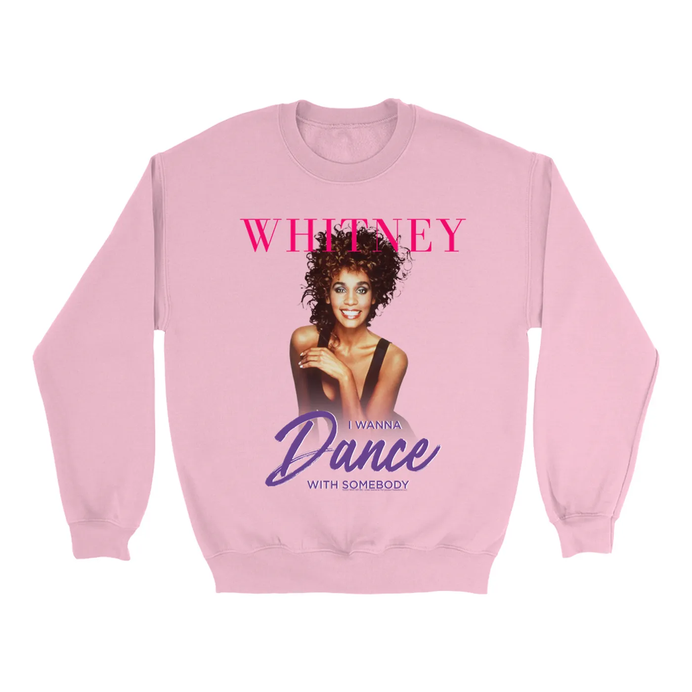 Whitney Houston Bright Colored Sweatshirt | I Wanna Dance With Somebody Purple Pink Design (Merchbar Exclusive) Whitney Houston Sweatshirt