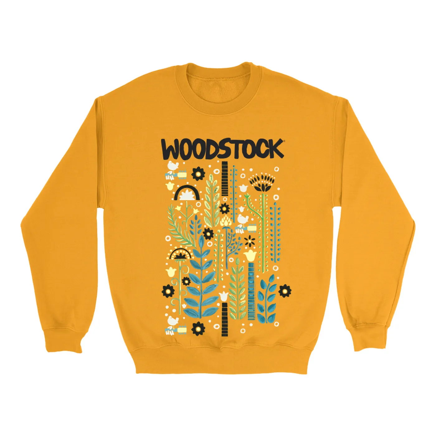 Woodstock Bright Colored Sweatshirt | Floral Folk Pattern Woodstock Sweatshirt