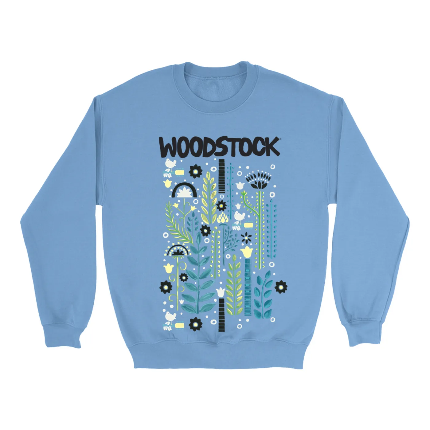 Woodstock Bright Colored Sweatshirt | Floral Folk Pattern Woodstock Sweatshirt
