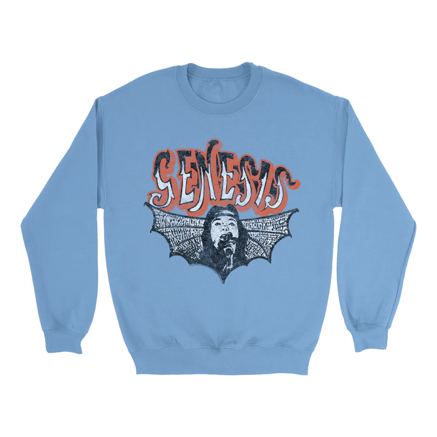 Genesis Bright Colored Sweatshirt | Logo With Wings Image Distressed Genesis Sweatshirt