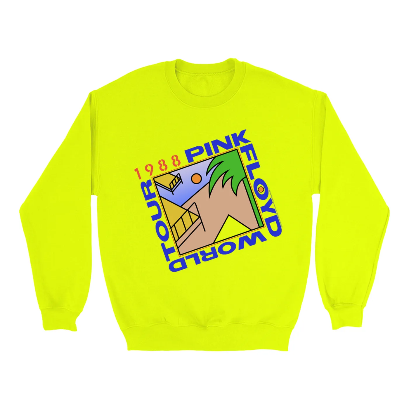 Pink Floyd Bright Colored Sweatshirt | Pink Floyd '88 World Tour Pink Floyd Sweatshirt (Merchbar Exclusive)