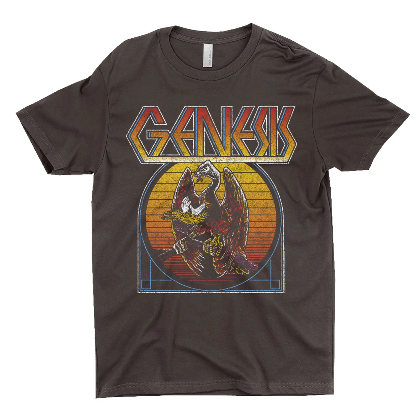Genesis T-Shirt | Retro Sunset Ombre Logo Distressed Genesis Shirt