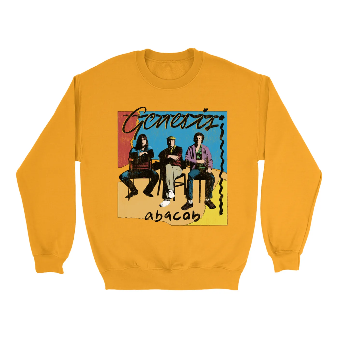Genesis Bright Colored Sweatshirt | Abacab Album Retro Image Distressed Genesis Sweatshirt