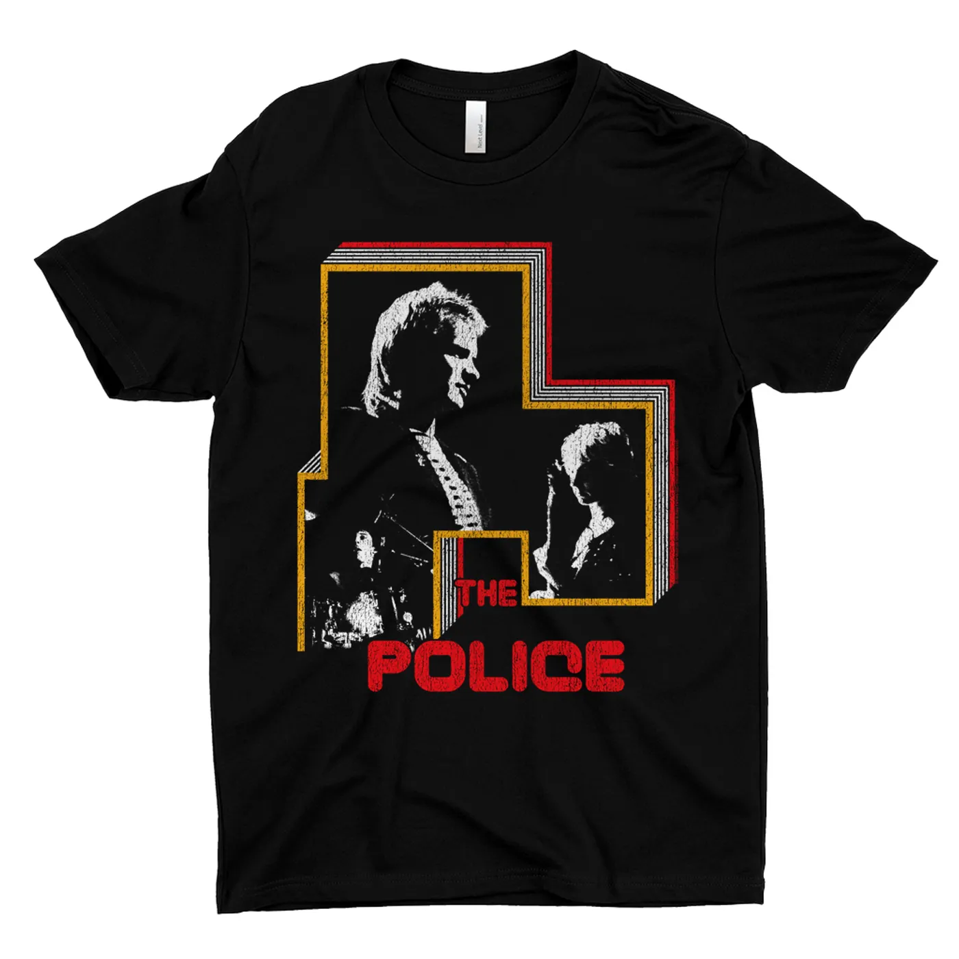 The Police T-Shirt | Retro Bordered Shadow Live In Concert Distressed (Merchbar Exclusive) The Police Shirt