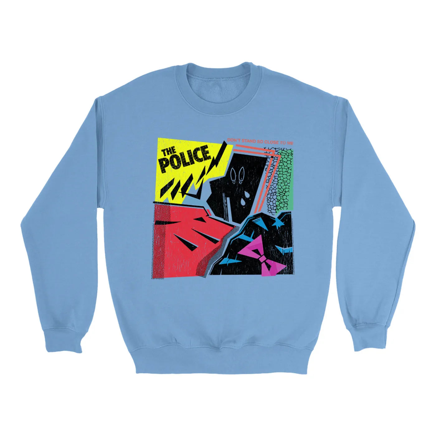 The Police Bright Colored Sweatshirt | Don't Stand So Close To Me Album Image Distressed The Police Sweatshirt