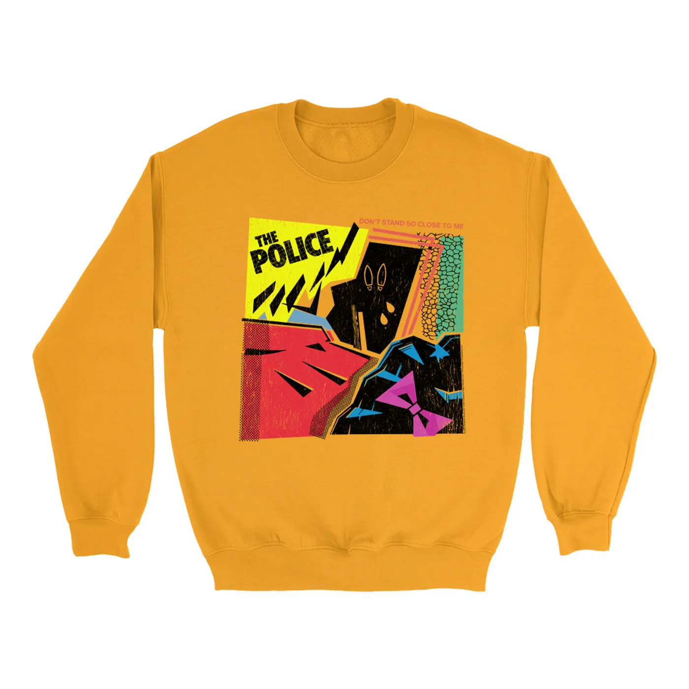 The Police Bright Colored Sweatshirt | Don't Stand So Close To Me Album Image Distressed The Police Sweatshirt