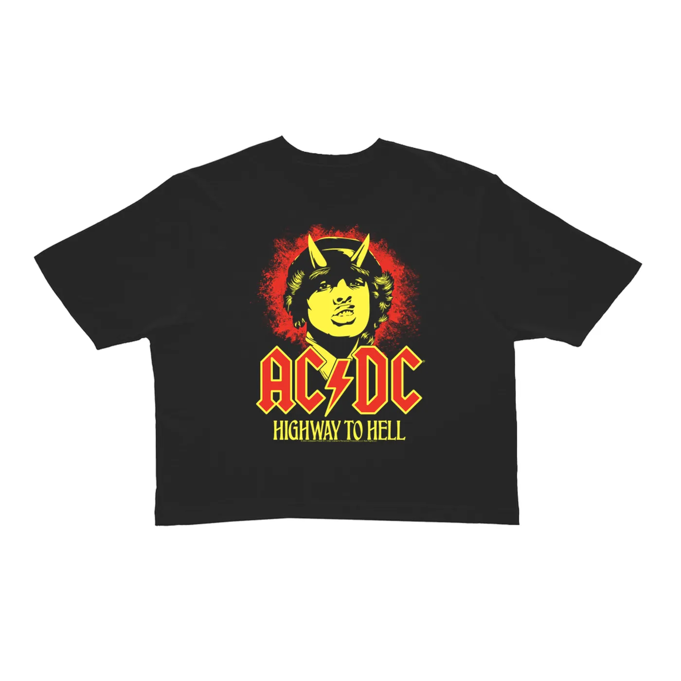 AC/DC Ladies' Crop Tee | Red Yellow Angus Highway To Hell Design ACDC Crop T-shirt
