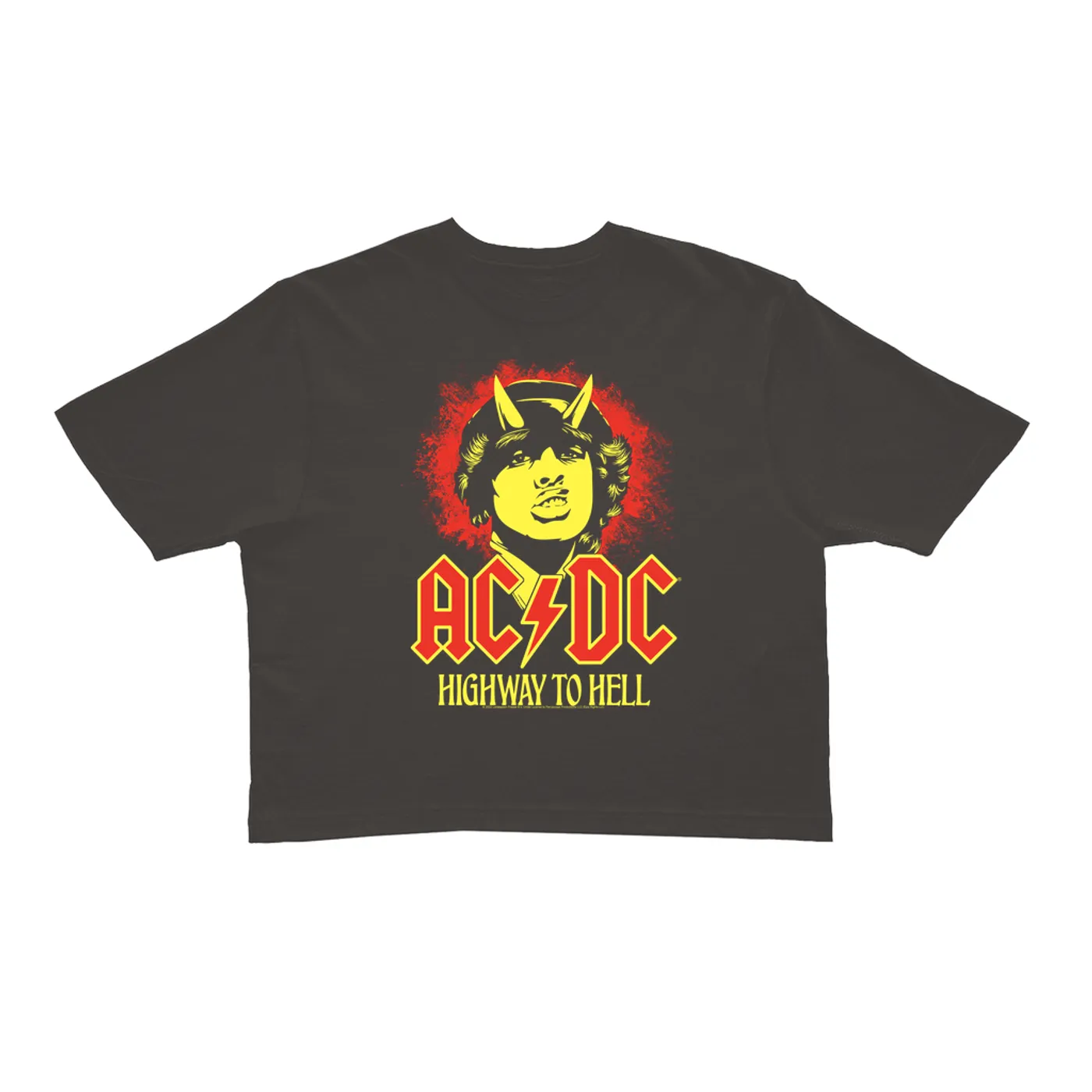 AC/DC Ladies' Crop Tee | Red Yellow Angus Highway To Hell Design ACDC Crop T-shirt