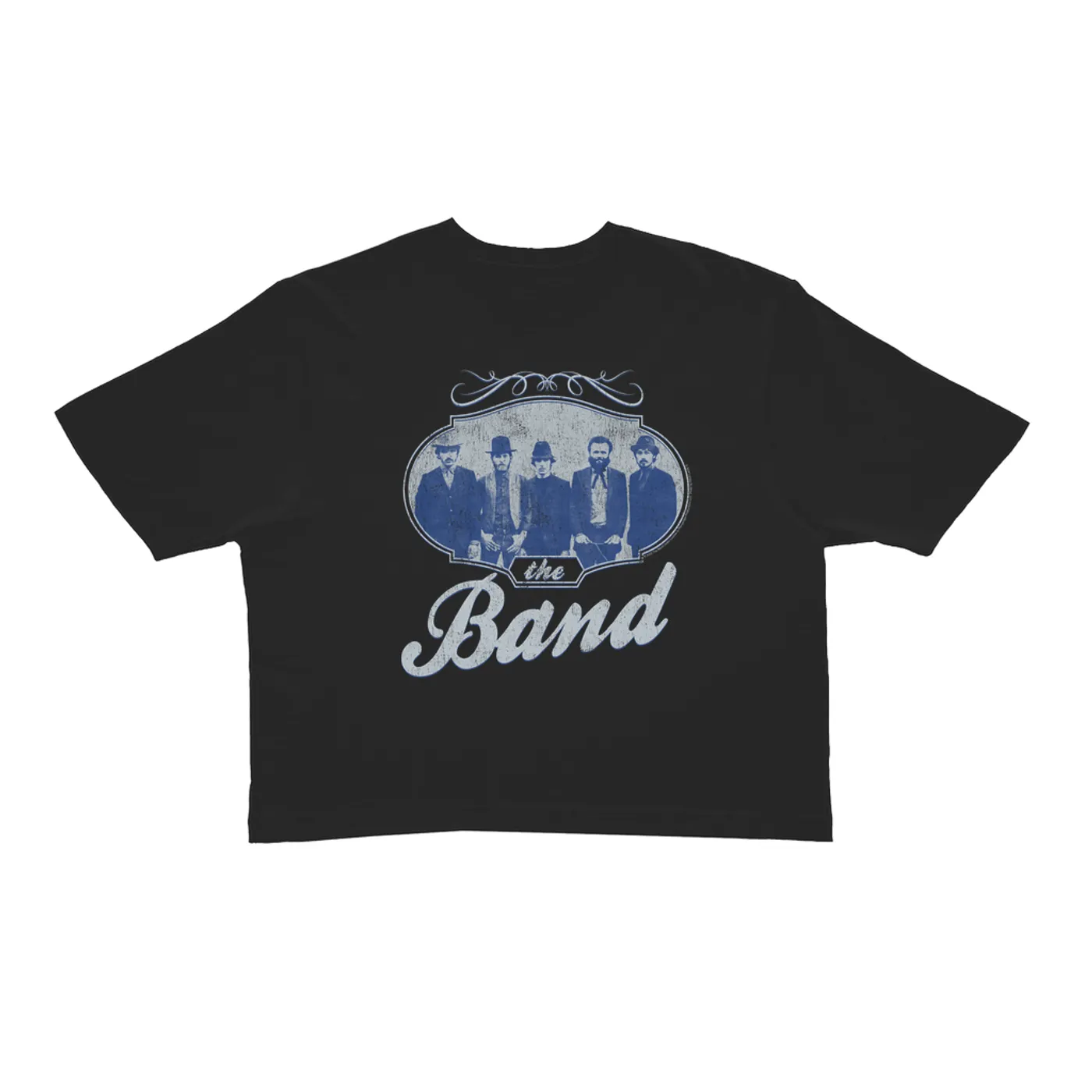 The Band Ladies' Crop Tee | Filigree Framed Band Photo Design Distressed The Band Crop T-shirt