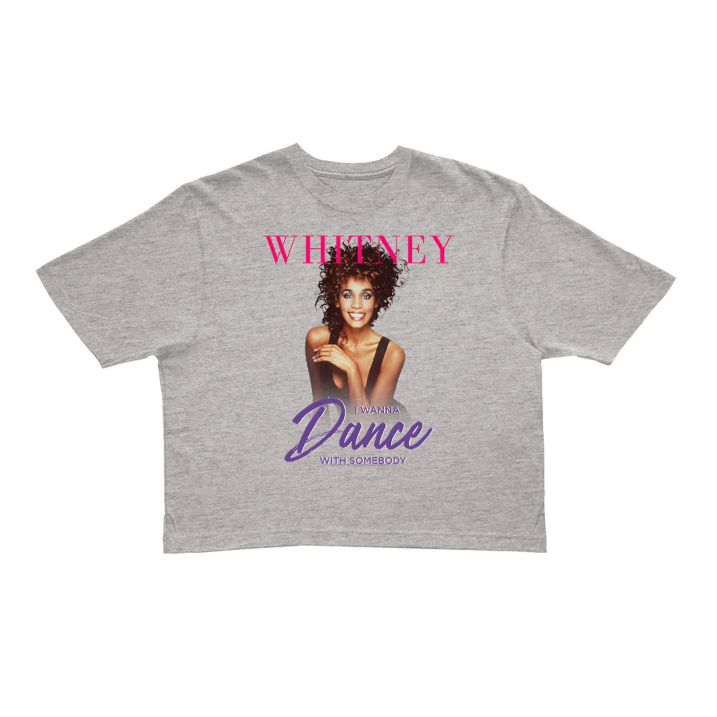 Whitney Houston Ladies' Crop Tee | I Wanna Dance With Somebody Purple Pink Design (Merchbar Exclusive) Whitney Houston Crop T-shirt