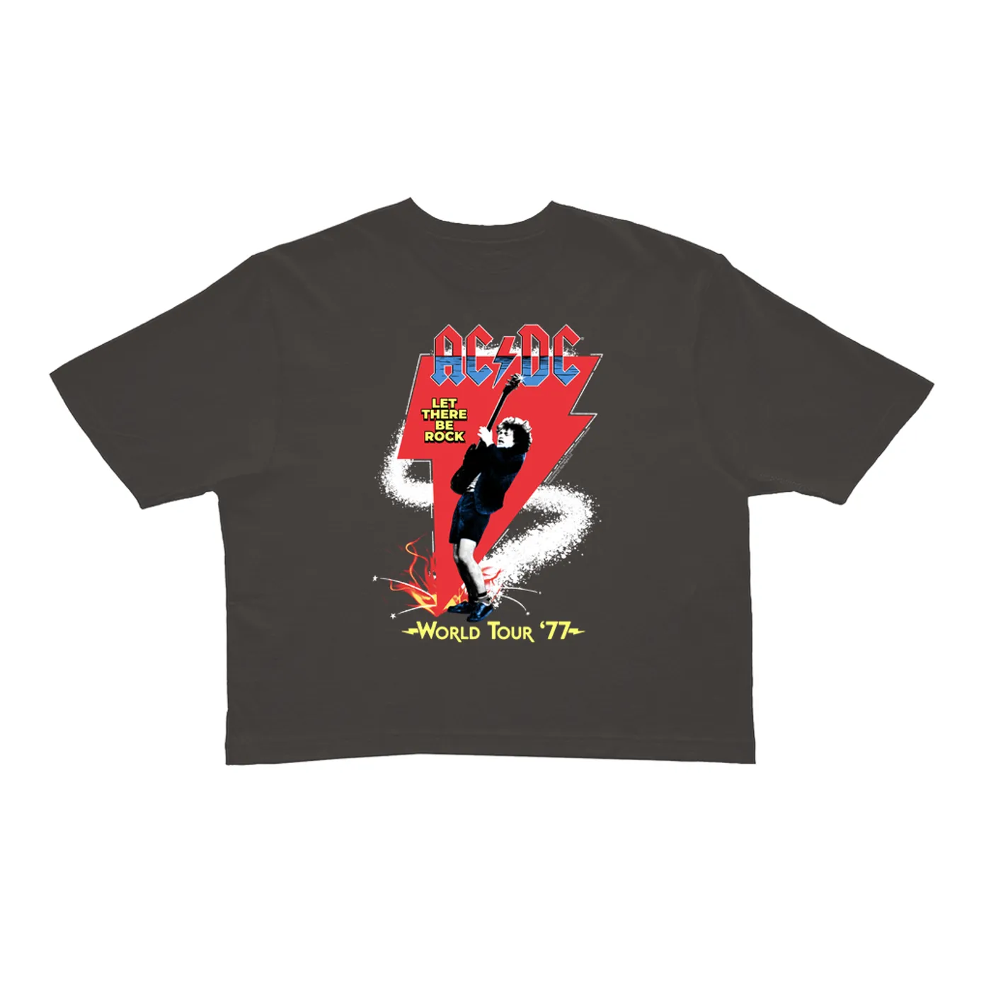 AC/DC Ladies' Crop Tee | Let There Be Rock World Tour 1977 ACDC Crop T-shirt