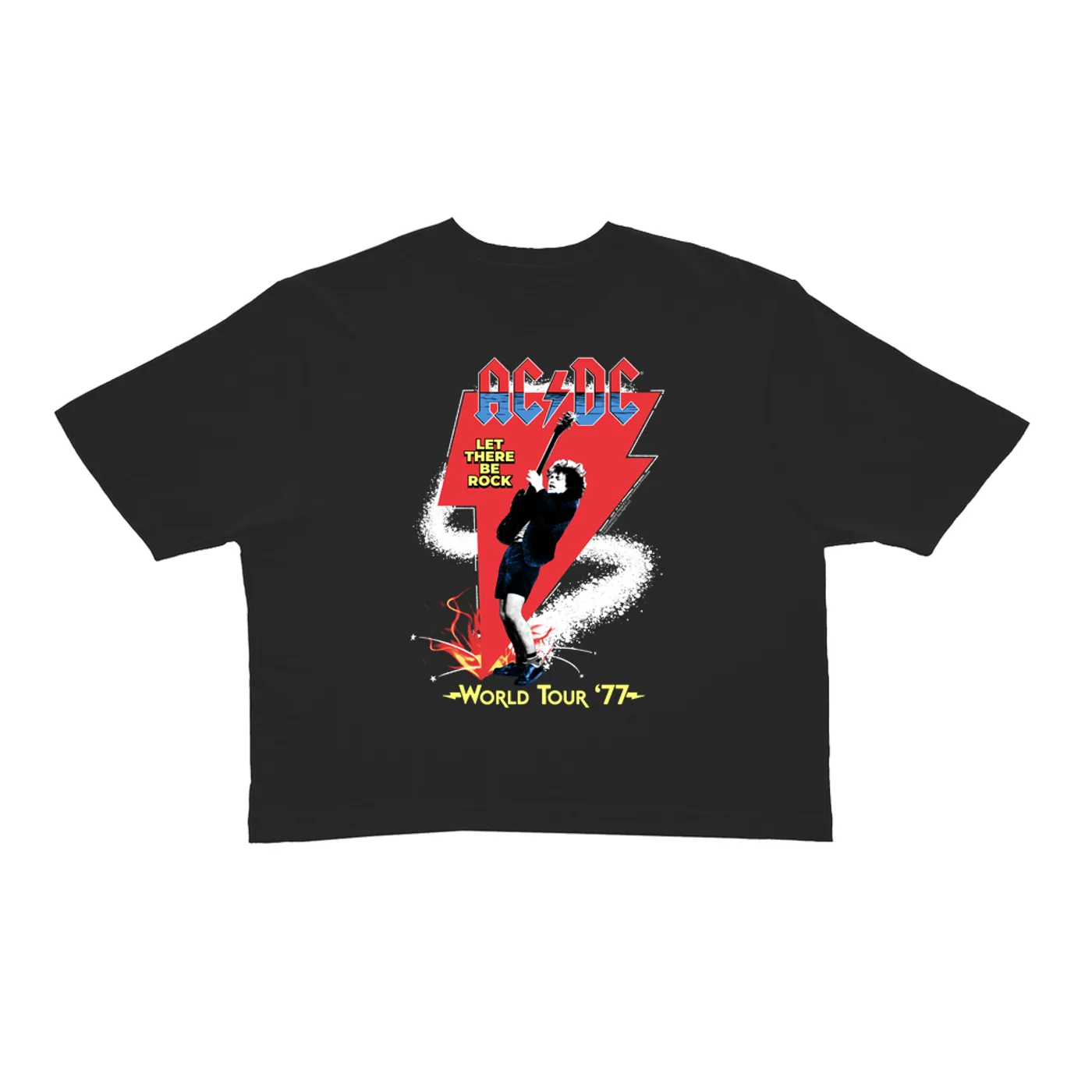 AC/DC Ladies' Crop Tee | Let There Be Rock World Tour 1977 ACDC Crop T-shirt