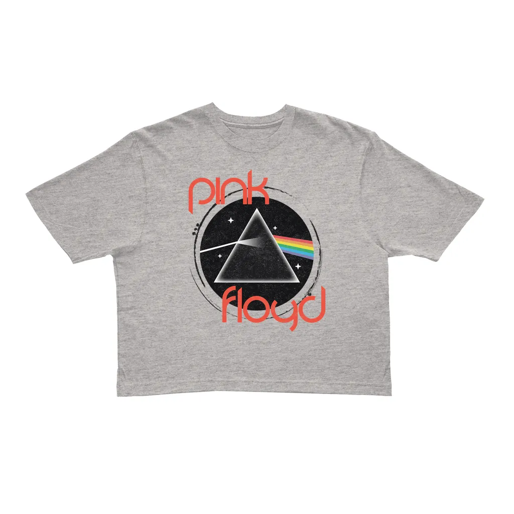 Ladies' Crop Tee | Modern Retro Dark Side Of The Moon Distressed Crop T-shirt